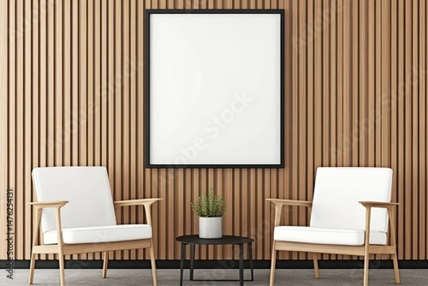 Fototapeta Modern waiting area with blank poster