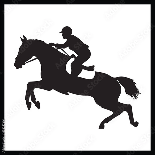 Fototapeta Equestrian Jumping Silhouette Art
