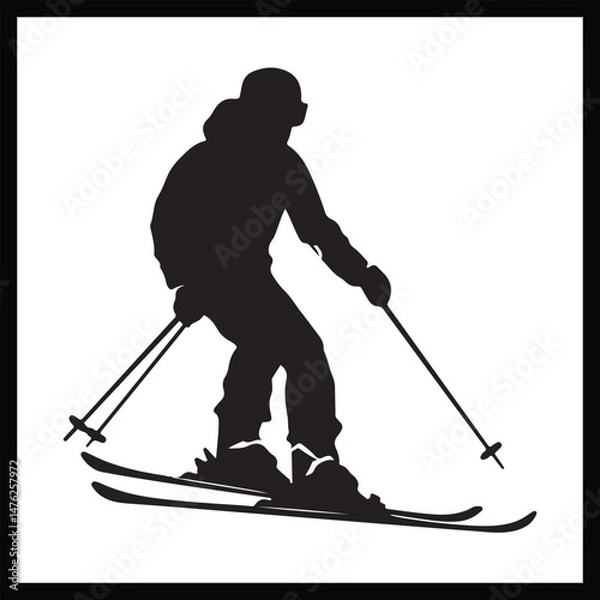 Fototapeta Winter Sports Skiing Silhouette Art