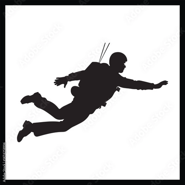 Fototapeta Skydiver Falling Silhouette Graphic