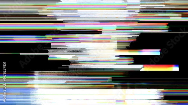 Fototapeta Glitch in Data Flow: Digital lines and vibrant colors intersect in a visual representation of a data error, evoking a sense of disruption and technical malfunction.