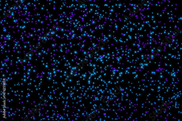 Fototapeta A dark background filled with small blue and purple sparkles scattered randomly throughout the space