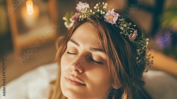Obraz A woman with an autoimmune disease undergoing alternative healing therapy --ar 16:9 --v 6.1 Job ID: 62891318-4955-46cd-8f91-cca4fdc82670