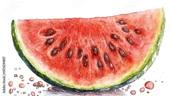 Obraz Watermelon slice bursts with juicy color