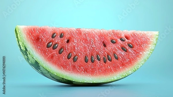Obraz Watermelon slice with glistening seeds on teal