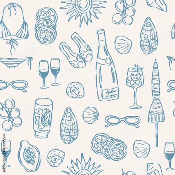 Obraz Hand drawn doodle summer vacation seamless pattern
