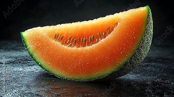 Obraz Wet Cantaloupe slice glistening and refreshing