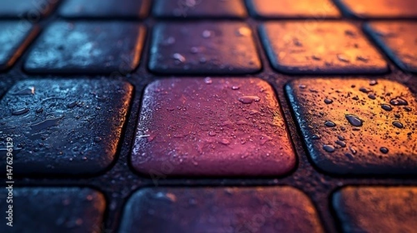 Obraz Wet colorful square buttons reflect light