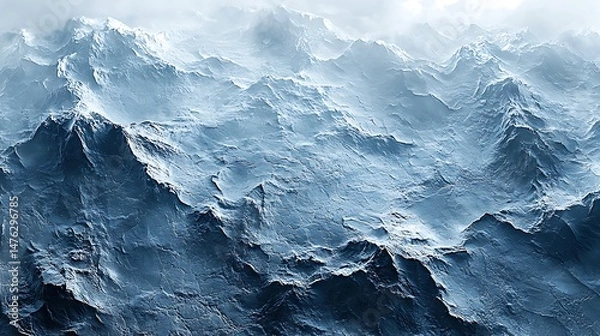 Obraz Wintry mountain range shrouded in mist