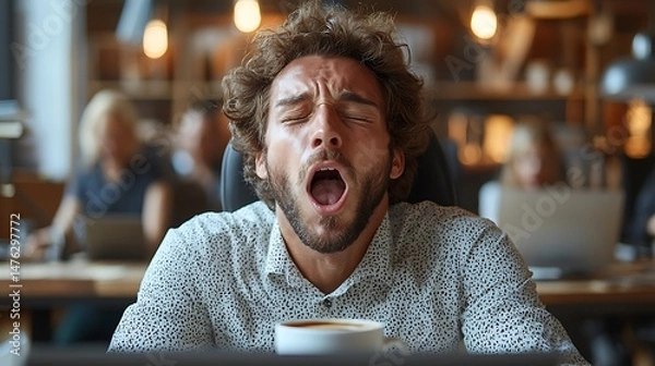 Obraz Yawny office worker caught midyawn