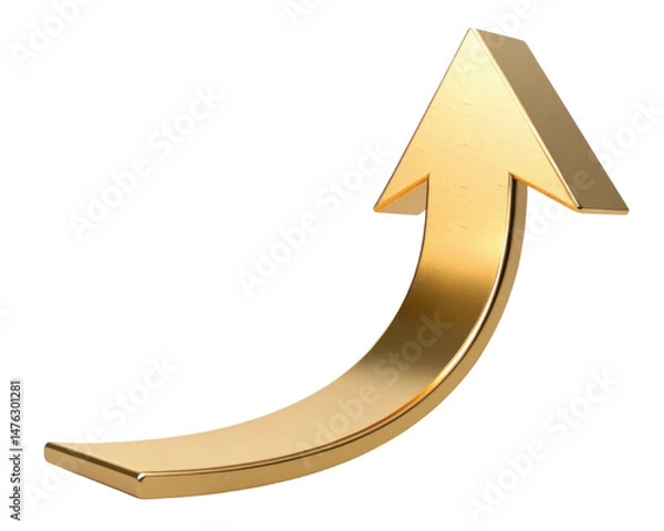 Fototapeta Upward Pointing Gold Arrow Symbolizing Growth and Success Against a Transparent Background