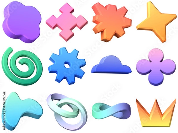Obraz 3d set abstract geometry gradient element