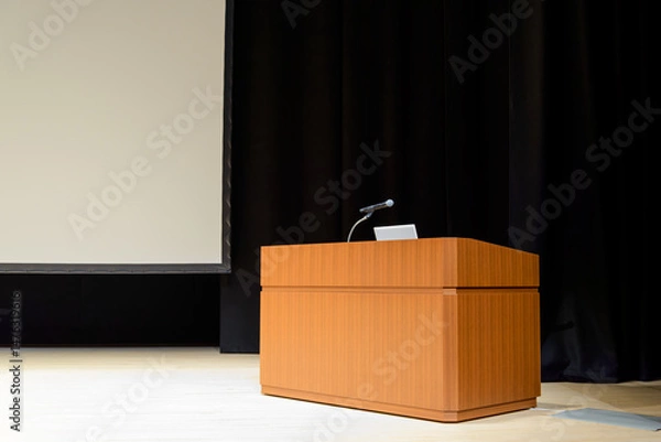 Fototapeta 大きな会場で行う講演会やセミナー風景のイメージ