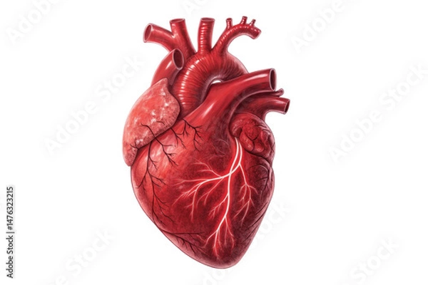Fototapeta Realistic 3D Rendering of Human Heart Anatomy Showing Intricate Details and Vascular Structure