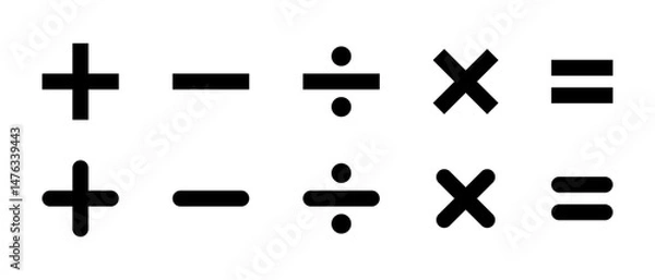 Fototapeta Basic math symbols icon. Addition, subtraction, division, multiplication, and equation sign