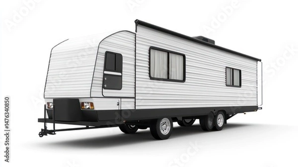 Obraz White Travel Trailer on White Background