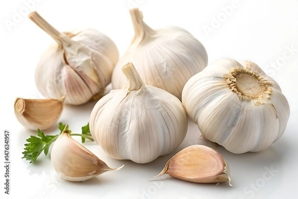 Fototapeta Garlic bulb isolated on white background – high resolution