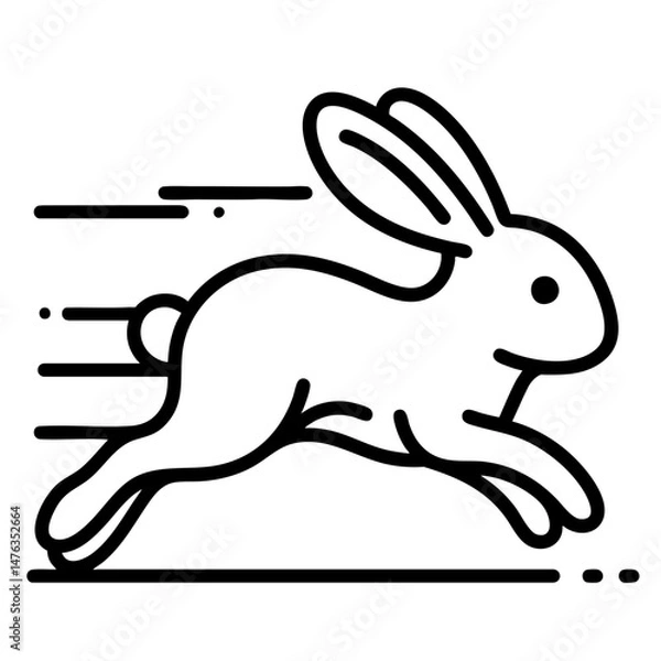 Obraz Fast Running Rabbit  Line Art Vector Illustration