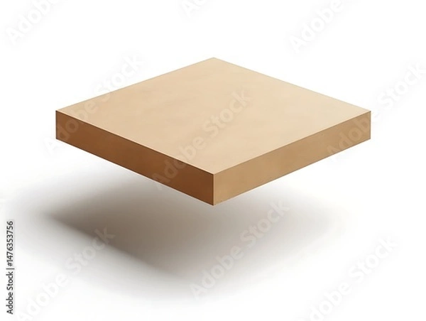 Fototapeta Abstract threedimensional square platform hovering with a subtle shadow on white backdrop