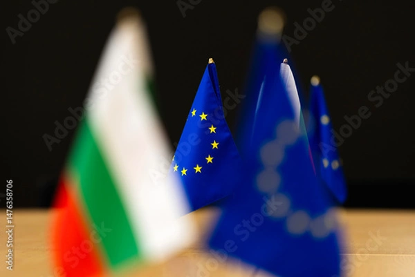Fototapeta Bulgarian and EU flag