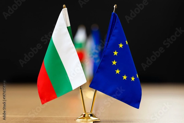 Fototapeta Bulgarian and EU flag