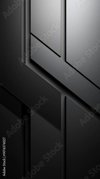 Obraz Geometric Black Wall Art: Modern Abstract Design with Angular Shapes and Shadows