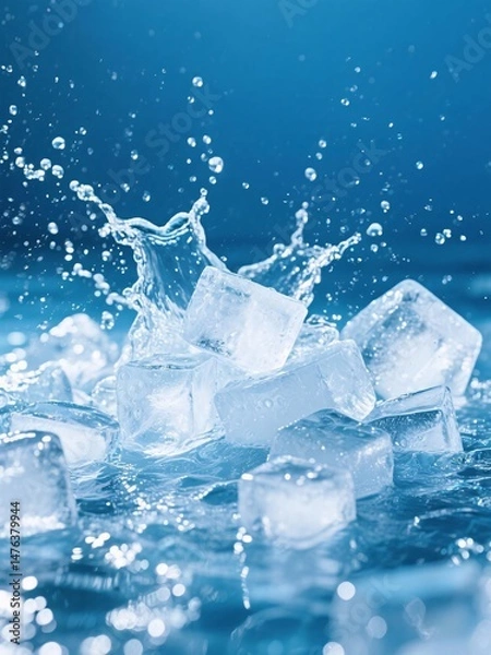 Obraz ice cubes in water