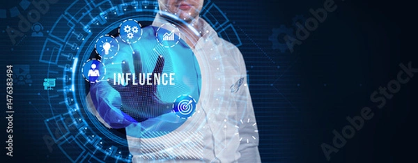 Fototapeta Influencer marketing concept. Business, Technology, Internet and network concept.