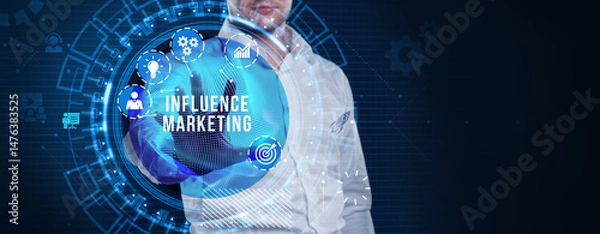 Fototapeta Business, Technology, Internet and network concept. Influencer marketing plan. Social Media strategy concept.