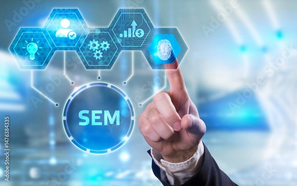 Fototapeta SEM Search Engine Optimization Marketing Ranking concept for website.