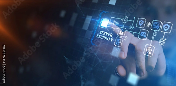 Fototapeta Cyber security data protection business technology privacy concept. Server security.