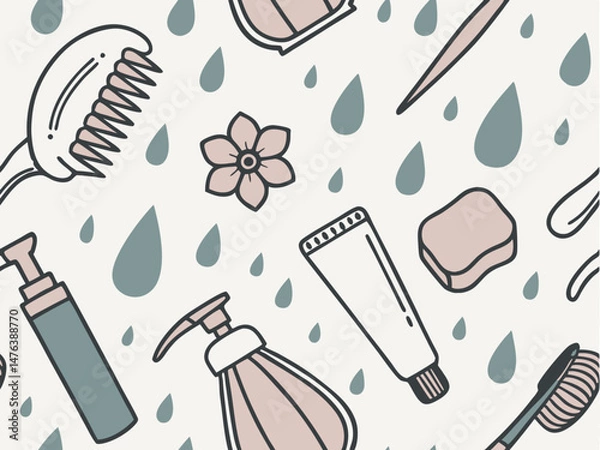 Fototapeta seamless background with cosmetics