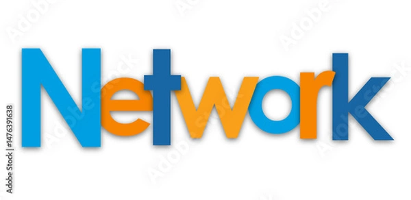 Fototapeta NETWORK colourful typography banner on transparent background