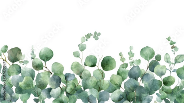 Fototapeta "Eucalyptus Border Watercolor Isolated on Transparent Background – Hand-Painted Floral Frame for Botanical, Wedding, and Decorative Designs"
