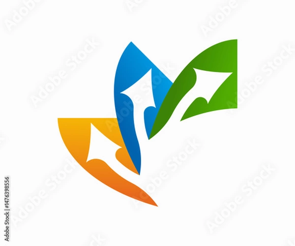 Obraz Three arrows pointing in different directions, symbolizing growth and progress.