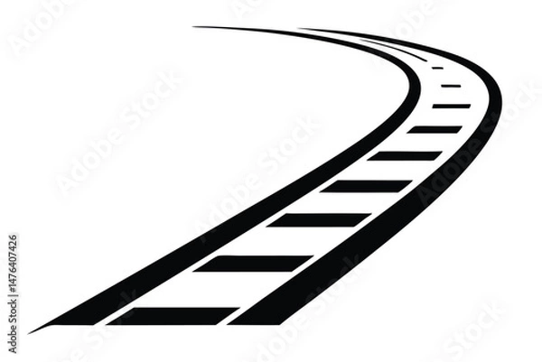 Fototapeta A vector illustration shows a white arrow on an asphalt road stretching towards the horizon, symbolizing a clear path to future business success