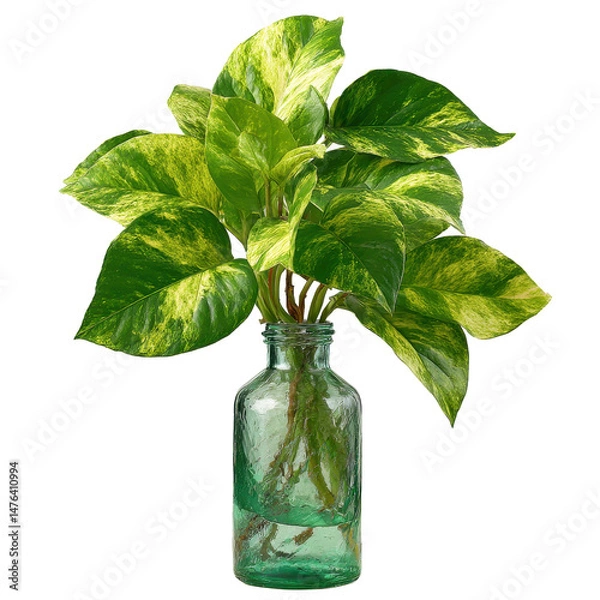 Fototapeta pothos in a glass isolated on transparent background