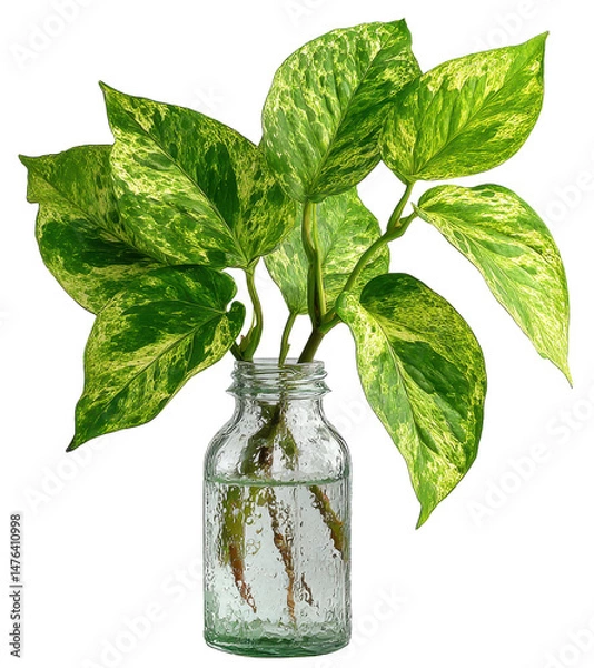 Fototapeta pothos in a glass isolated on transparent background