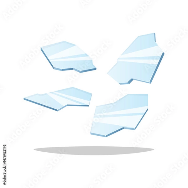 Fototapeta Glass broken shard vector isolated on white background.