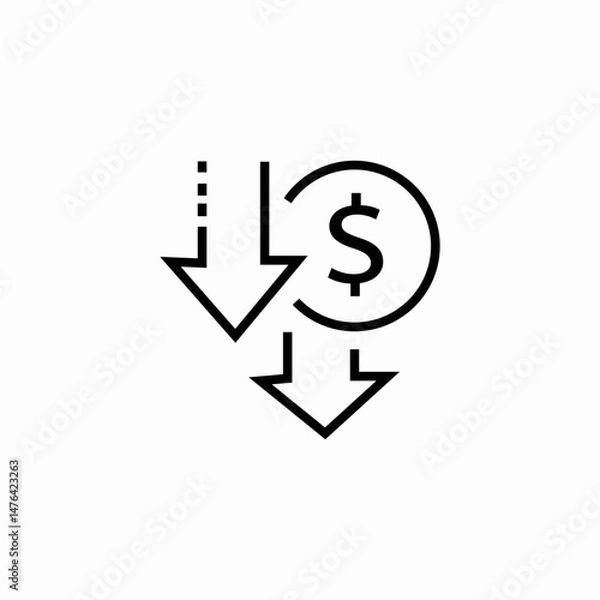 Obraz dollar arrows down icon sign vector