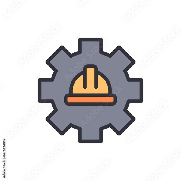 Fototapeta Creative Icon Showcasing Engineering Excellence With Safety Hard Hat Element
