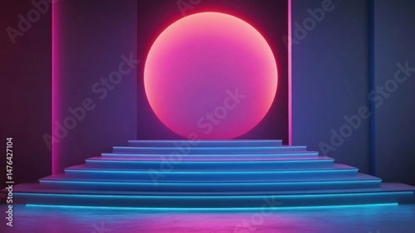 Fototapeta Vibrant Steps Leading to a Luminous Orb at Dusk