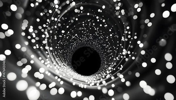 Fototapeta Black Hole with Glowing Particles and Warp Speed Effect