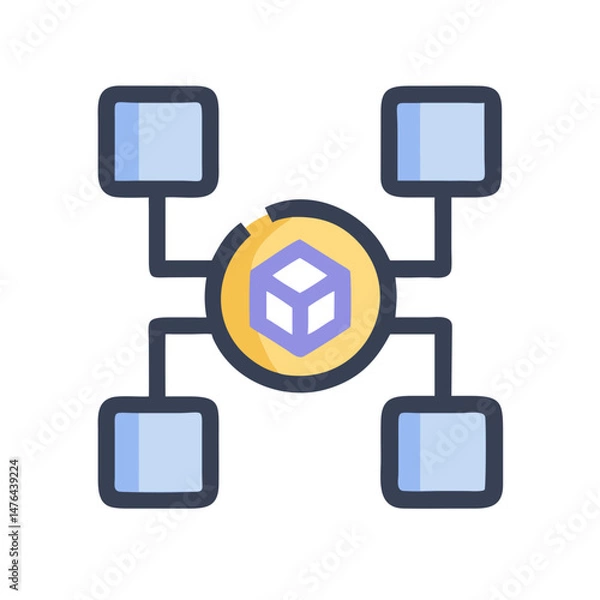 Fototapeta  Blockchain Ledger Technology and Trends Icon
