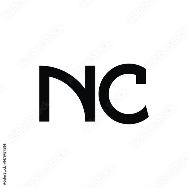 Fototapeta NC monogram logo design letter text name symbol monochrome logotype alphabet character simple logo