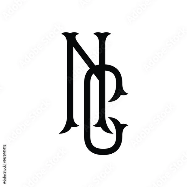 Obraz NC monogram logo design letter text name symbol monochrome logotype alphabet character simple logo