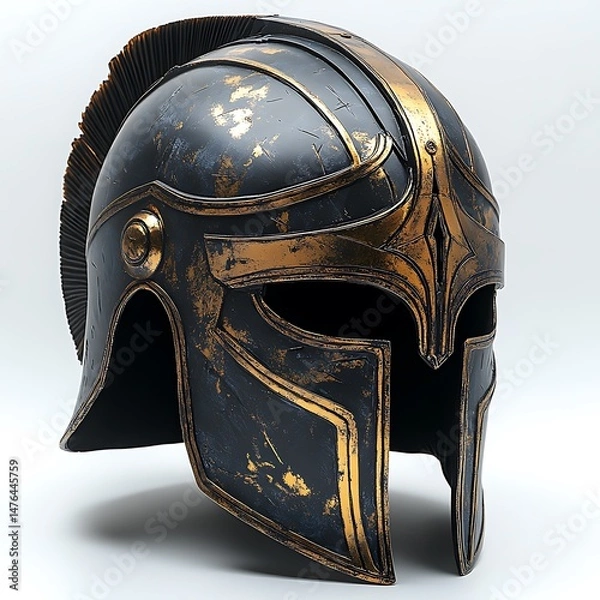 Fototapeta Sharp embossed spartan warrior helmet featuring bold angular lines high resolution photos