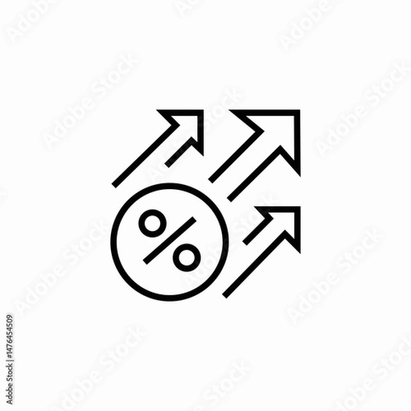 Fototapeta percentage arrows up icon sign vector
