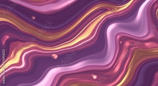 Fototapeta Abstract liquid marble pattern purple pink gold swirls shimmering fluid effect