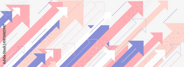 Fototapeta 成長と前進を象徴する抽象的な矢印背景 – パステルカラーの上昇矢印パターン